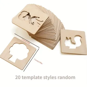 20pcs Montessori Drawing Stencils Wooden DIY Painting Templates