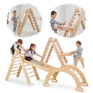 4in1 Montessori Climbing Set: Triangle Ladder   Climbing Arch   Slide Board   Art Addition
