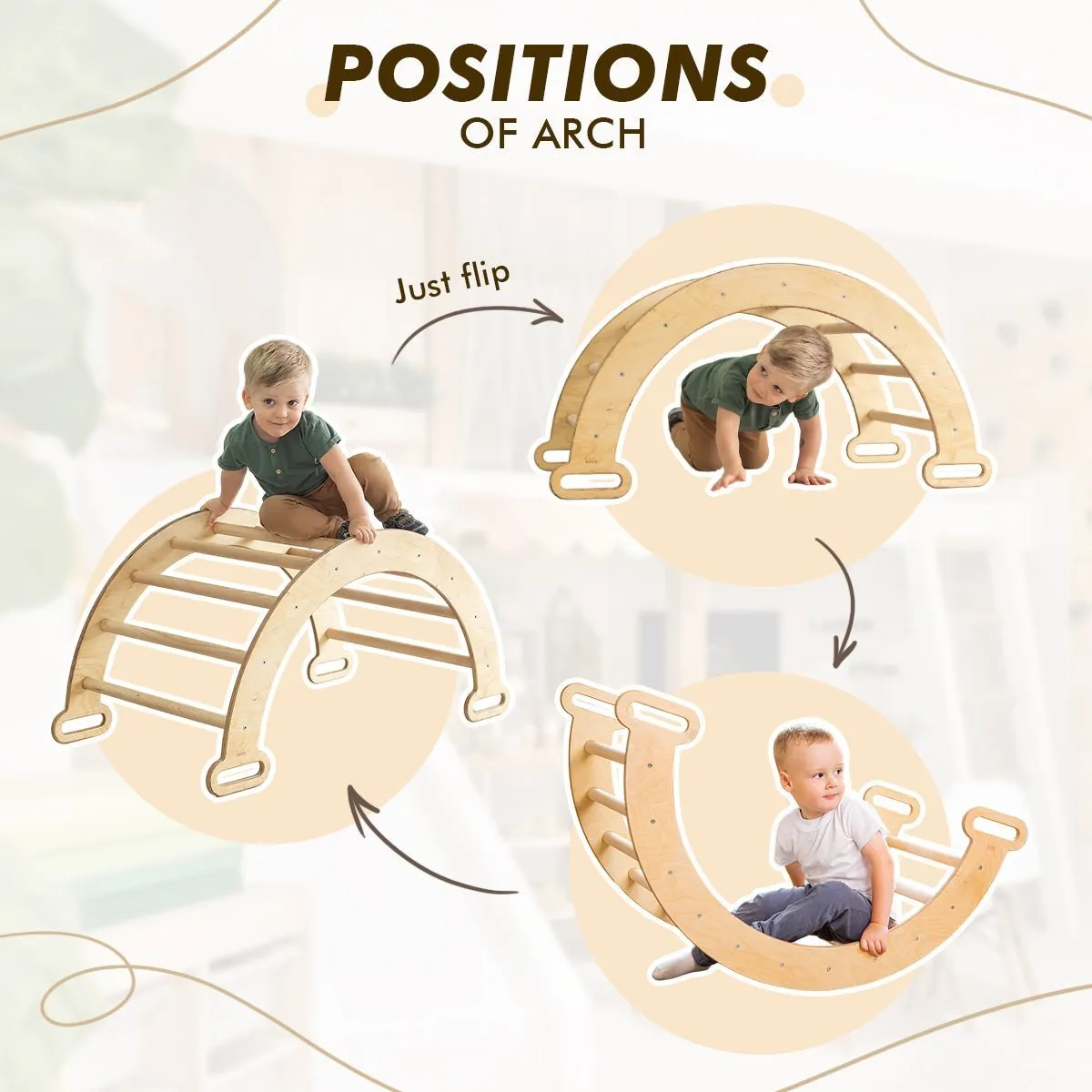 4in1 Montessori Climbing Set: Triangle Ladder   Climbing Arch   Slide Board   Art Addition