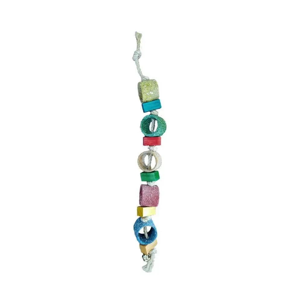 Akwa Tubes & Disc On Rope Hanging Parrot Bird Toy