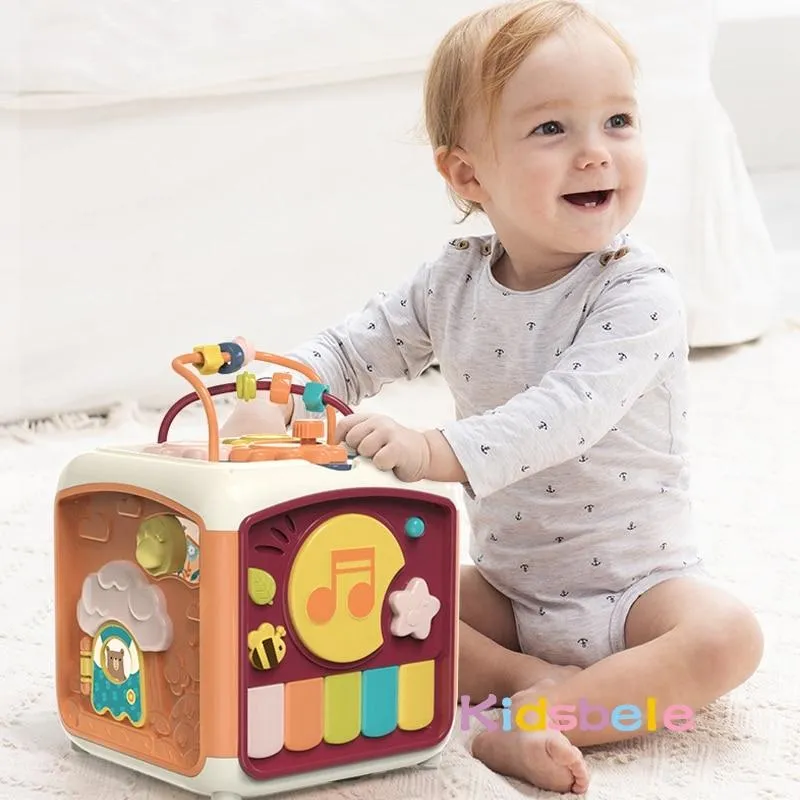 Baby Activity Cube Toddler Toys 7 in 1 Educational Shape Sorter Musical Toy Bead Maze Counting Discovery Toys For Kids Learning