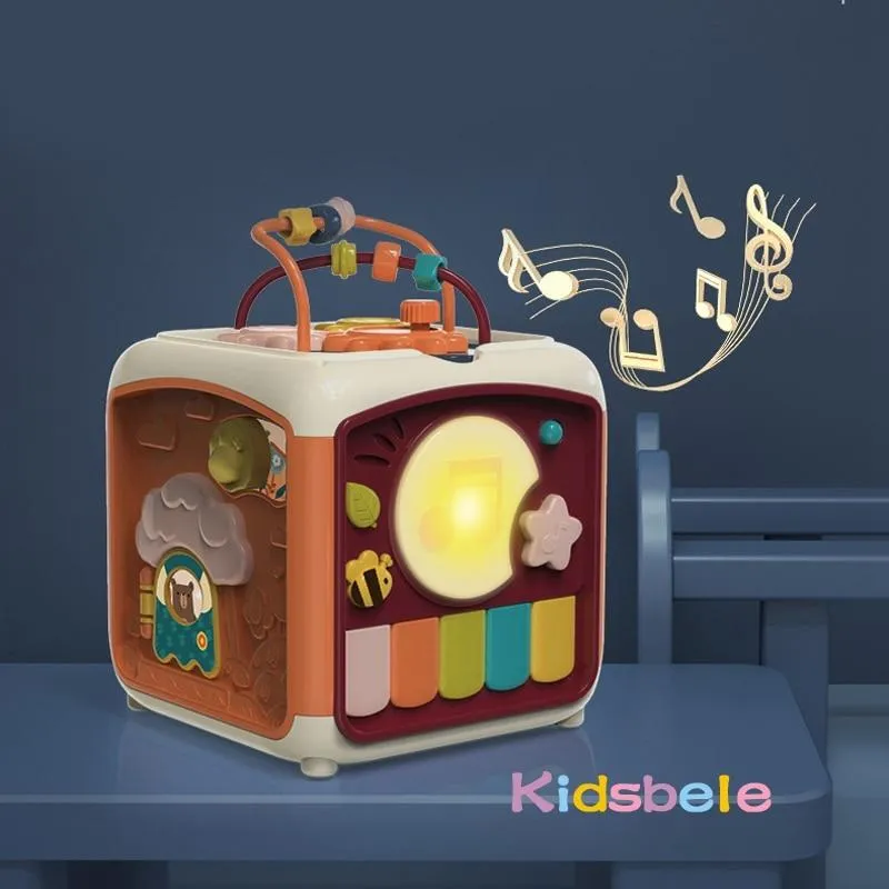 Baby Activity Cube Toddler Toys 7 in 1 Educational Shape Sorter Musical Toy Bead Maze Counting Discovery Toys For Kids Learning