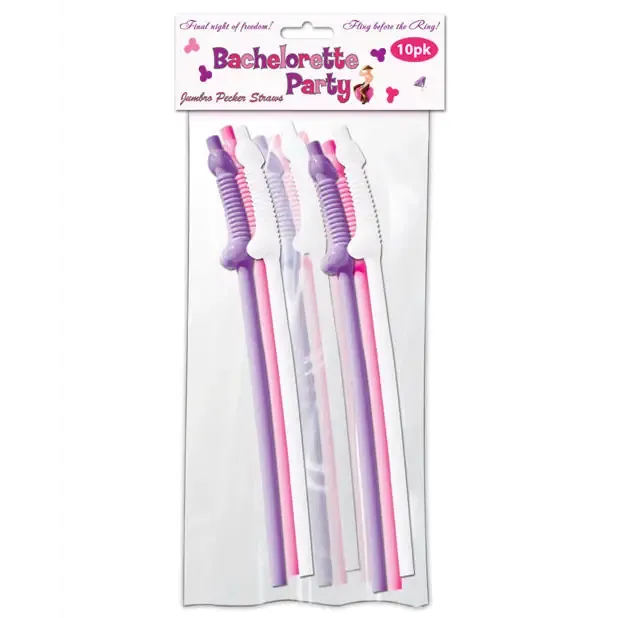Bachelorette Party Pecker Sipping Straws -Pack Of 10