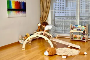 Climbing Arch With Rockwall Ramp and Star Pillow Set | Montessori Toys Set