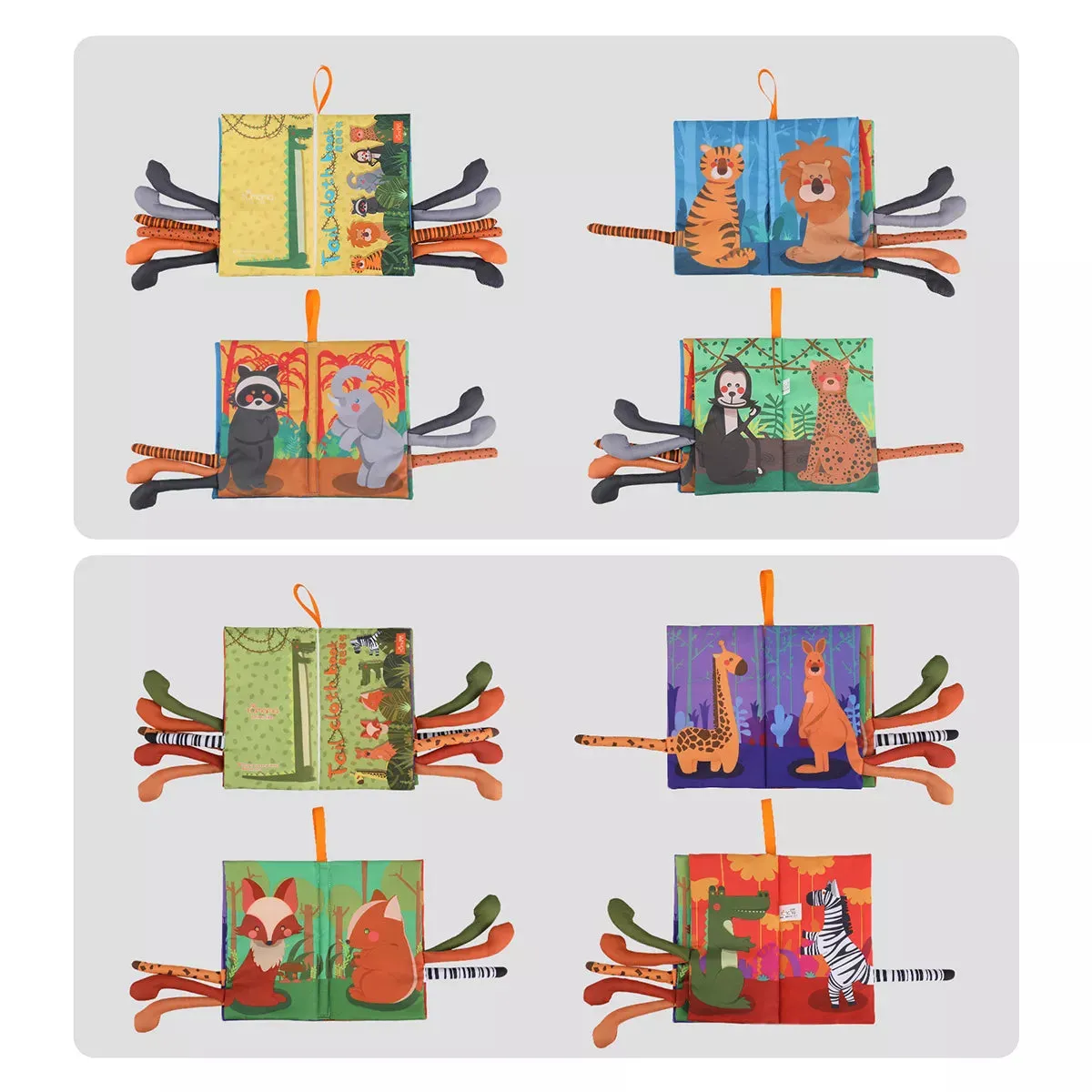 Cloth books, sensory book toys soft jungle tails squeaker and crinkle sound busy book learning toy for babies infant 3 Months 