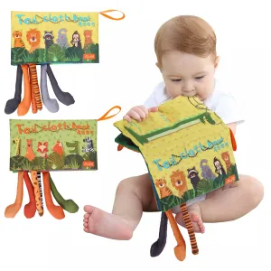 Cloth books, sensory book toys soft jungle tails squeaker and crinkle sound busy book learning toy for babies infant 3 Months 