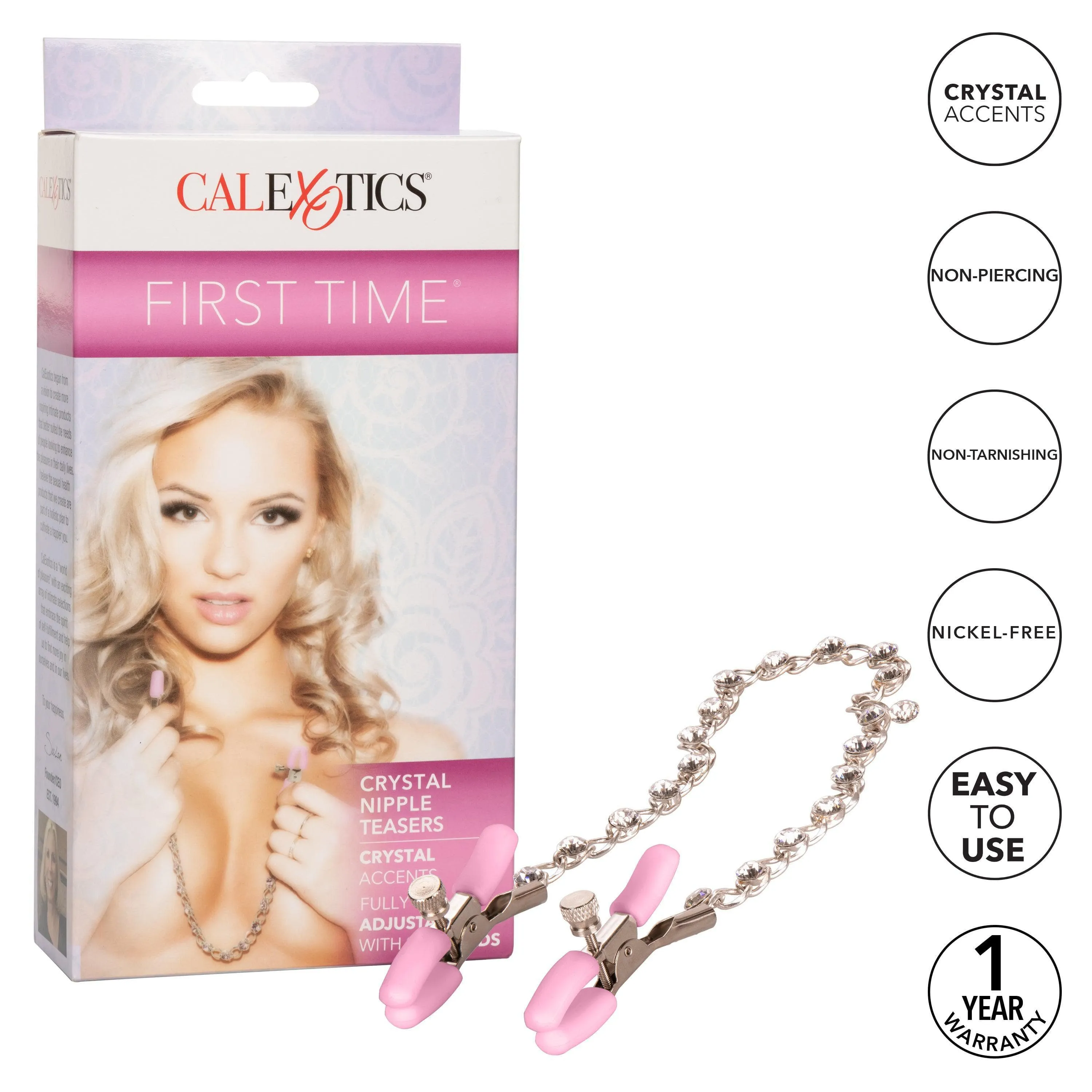 First Time Crystal Fully Adjustable Nipple Teasers With Chain