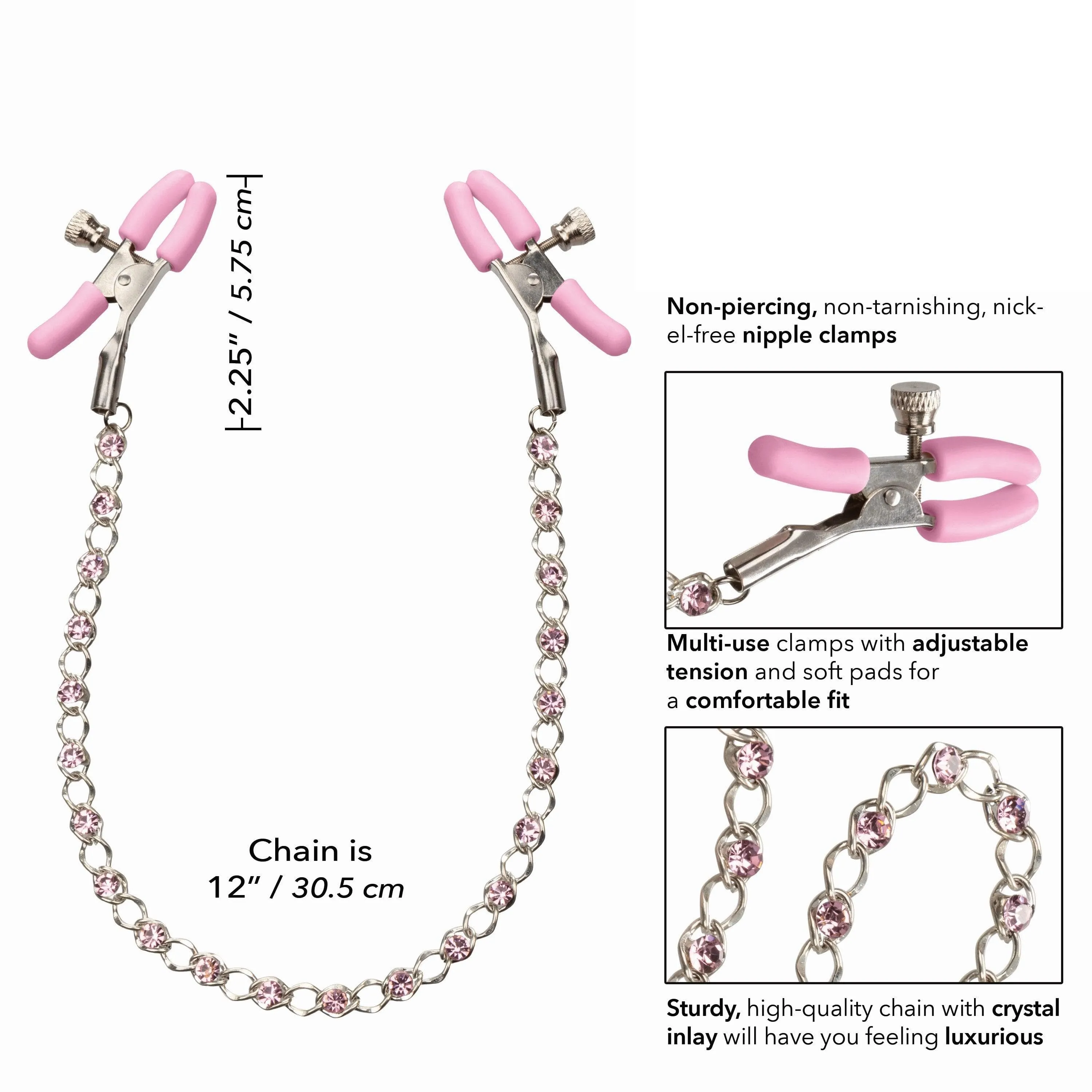 First Time Crystal Fully Adjustable Nipple Teasers With Chain