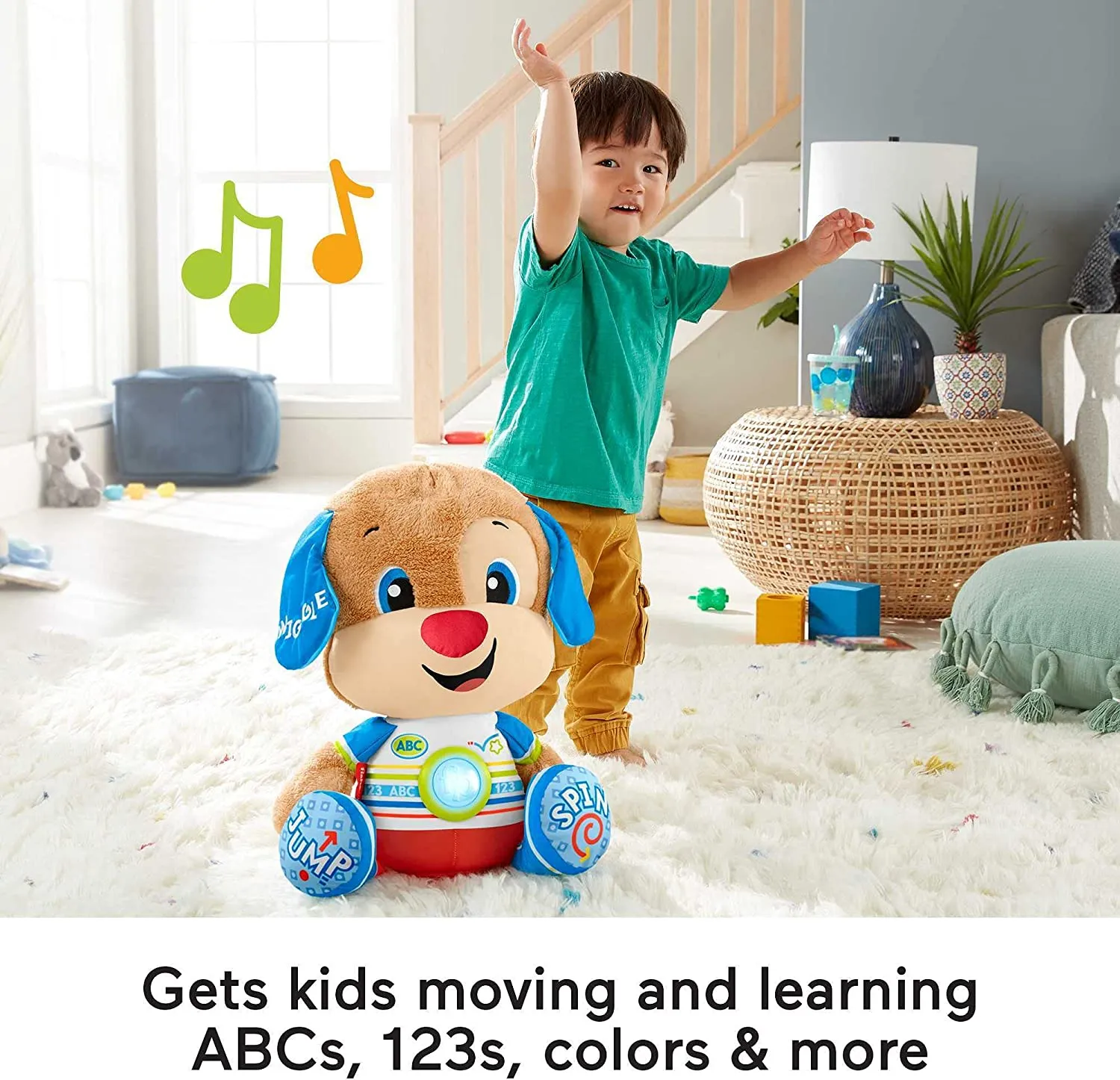 Fisher-Price Laugh & Learn So Big Puppy Large Musical Plush Toy with Smart Stages Learning Content for Toddlers and Preschool Kids