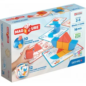 GEOMAG Magicube Blocks & Cards 16 Piece Set - Magnetic Building Toys
