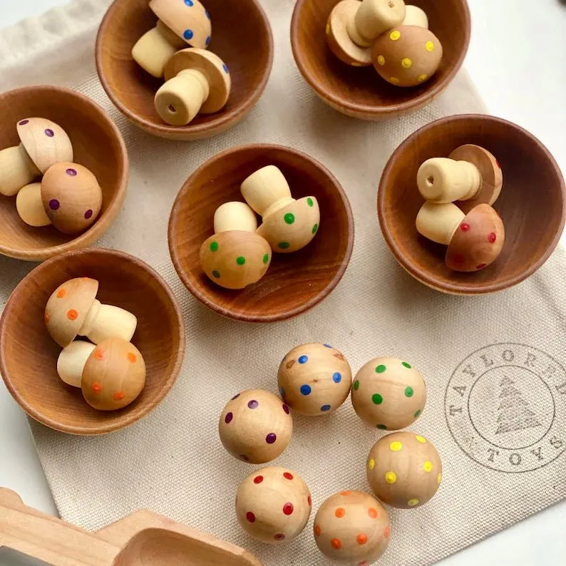 Handmade Wood Mushroom Sorting Game Made in USA