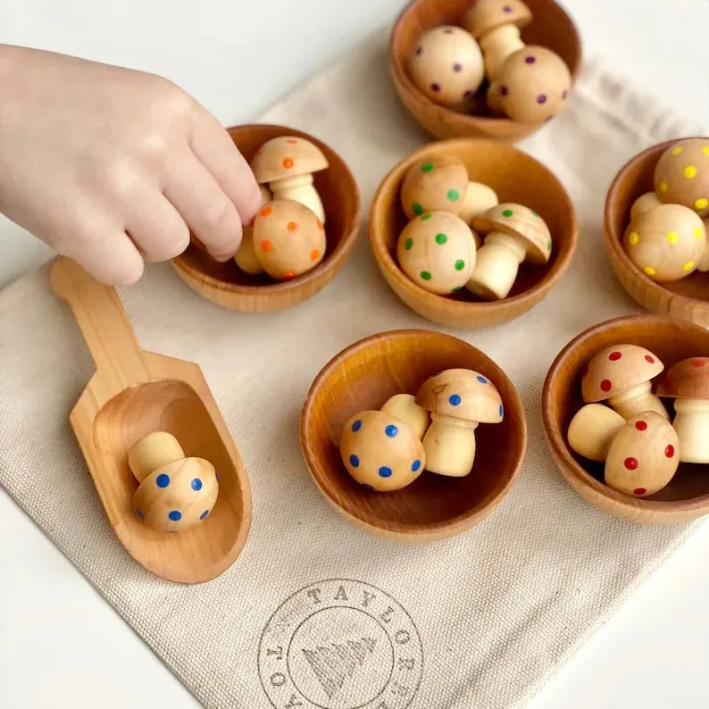 Handmade Wood Mushroom Sorting Game Made in USA