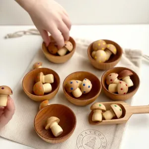 Handmade Wood Mushroom Sorting Game Made in USA