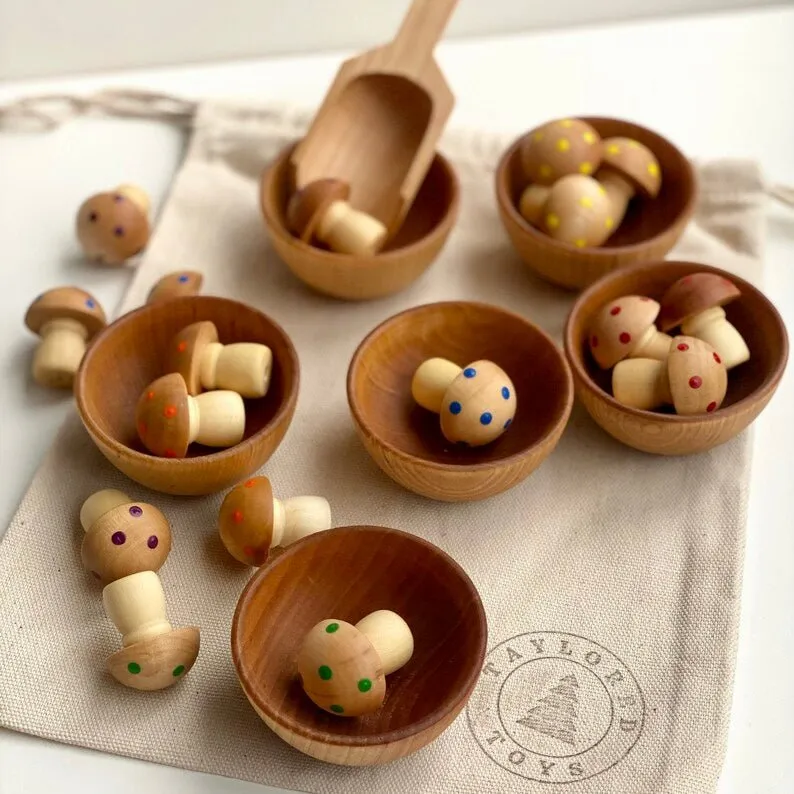 Handmade Wood Mushroom Sorting Game Made in USA