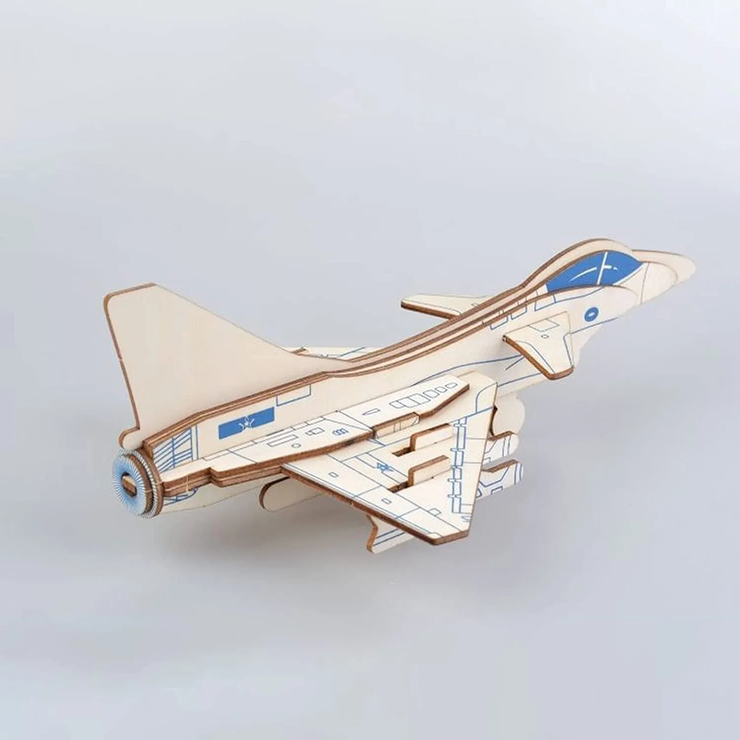 Hands Craft Airplane DIY 3D Wooden Puzzle Model Kit - Laser Cut Wooden Puzzle Craft Kit, Brain Teaser and Educational STEM DIY Building Model Toy，Fighter Jet