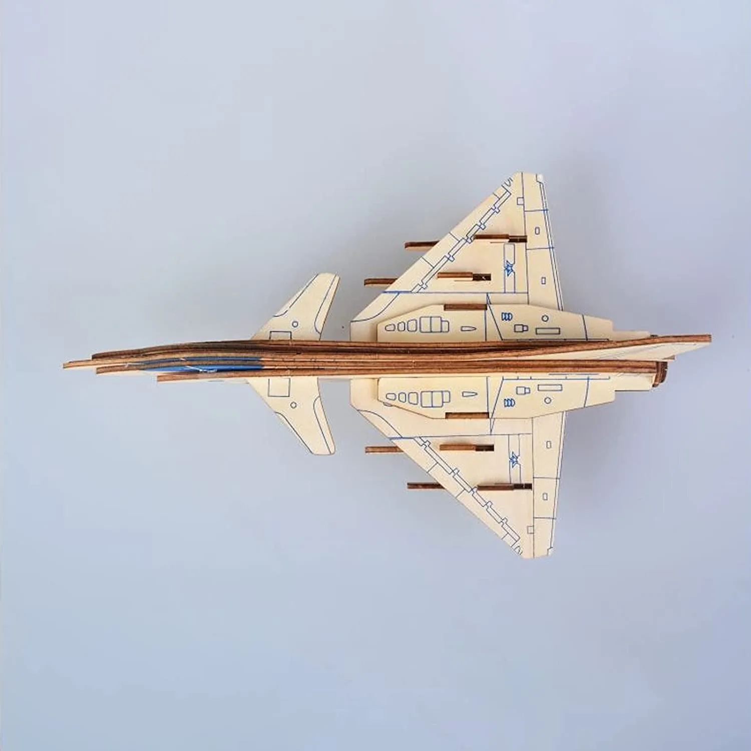 Hands Craft Airplane DIY 3D Wooden Puzzle Model Kit - Laser Cut Wooden Puzzle Craft Kit, Brain Teaser and Educational STEM DIY Building Model Toy，Fighter Jet