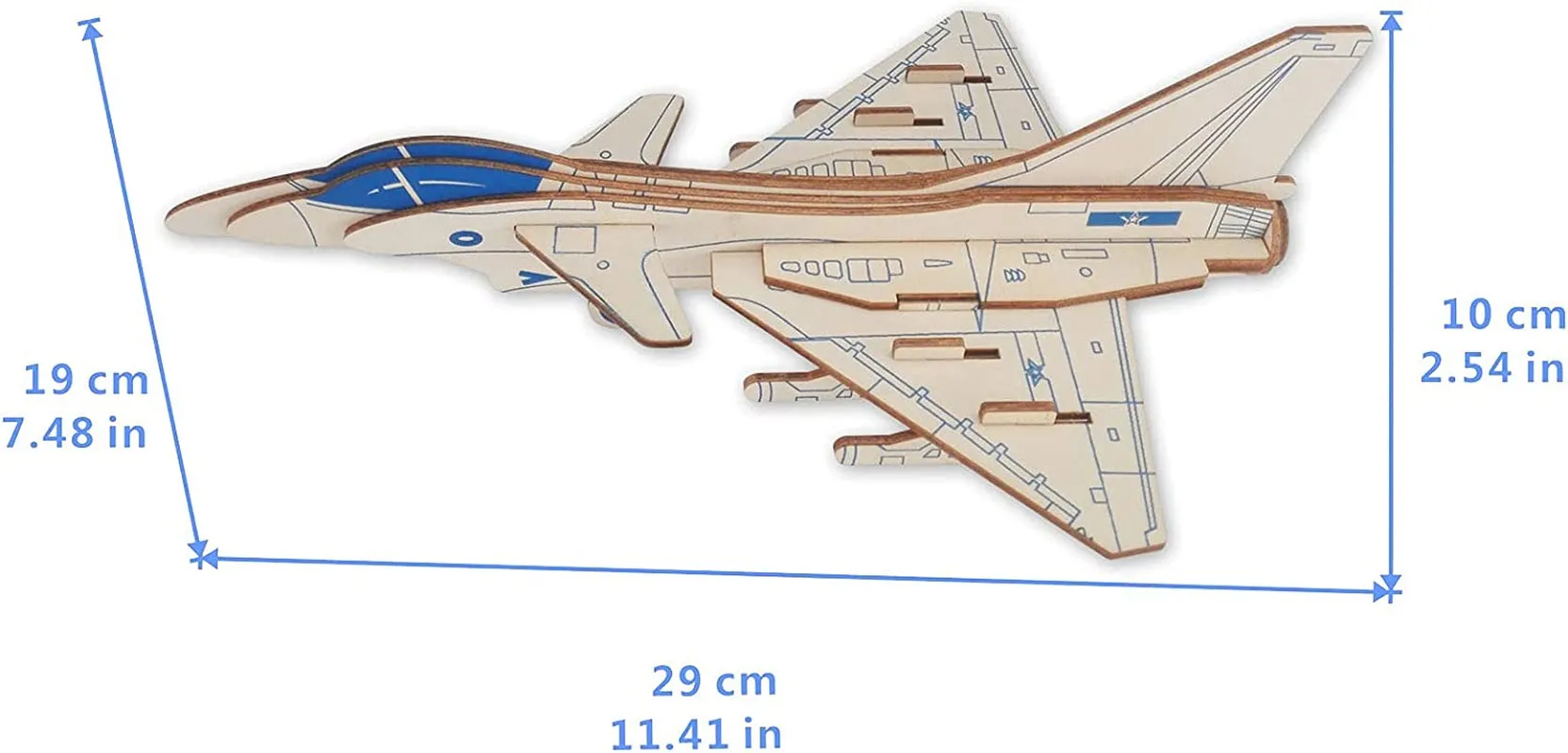 Hands Craft Airplane DIY 3D Wooden Puzzle Model Kit - Laser Cut Wooden Puzzle Craft Kit, Brain Teaser and Educational STEM DIY Building Model Toy，Fighter Jet