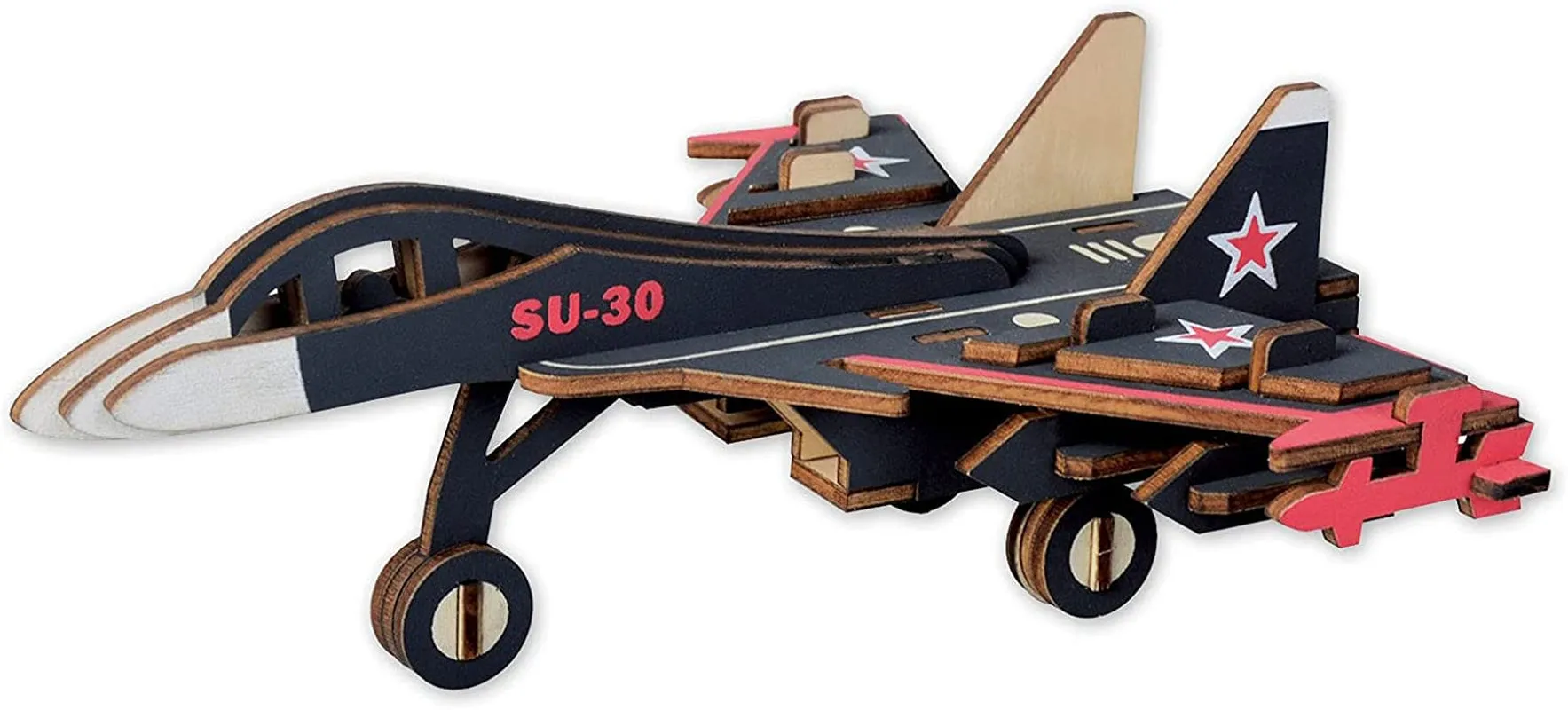 Hands Craft Airplane DIY 3D Wooden Puzzle Model Kit - Laser Cut Wooden Puzzle Craft Kit, Brain Teaser and Educational STEM DIY Building Model Toy，Fighter Jet