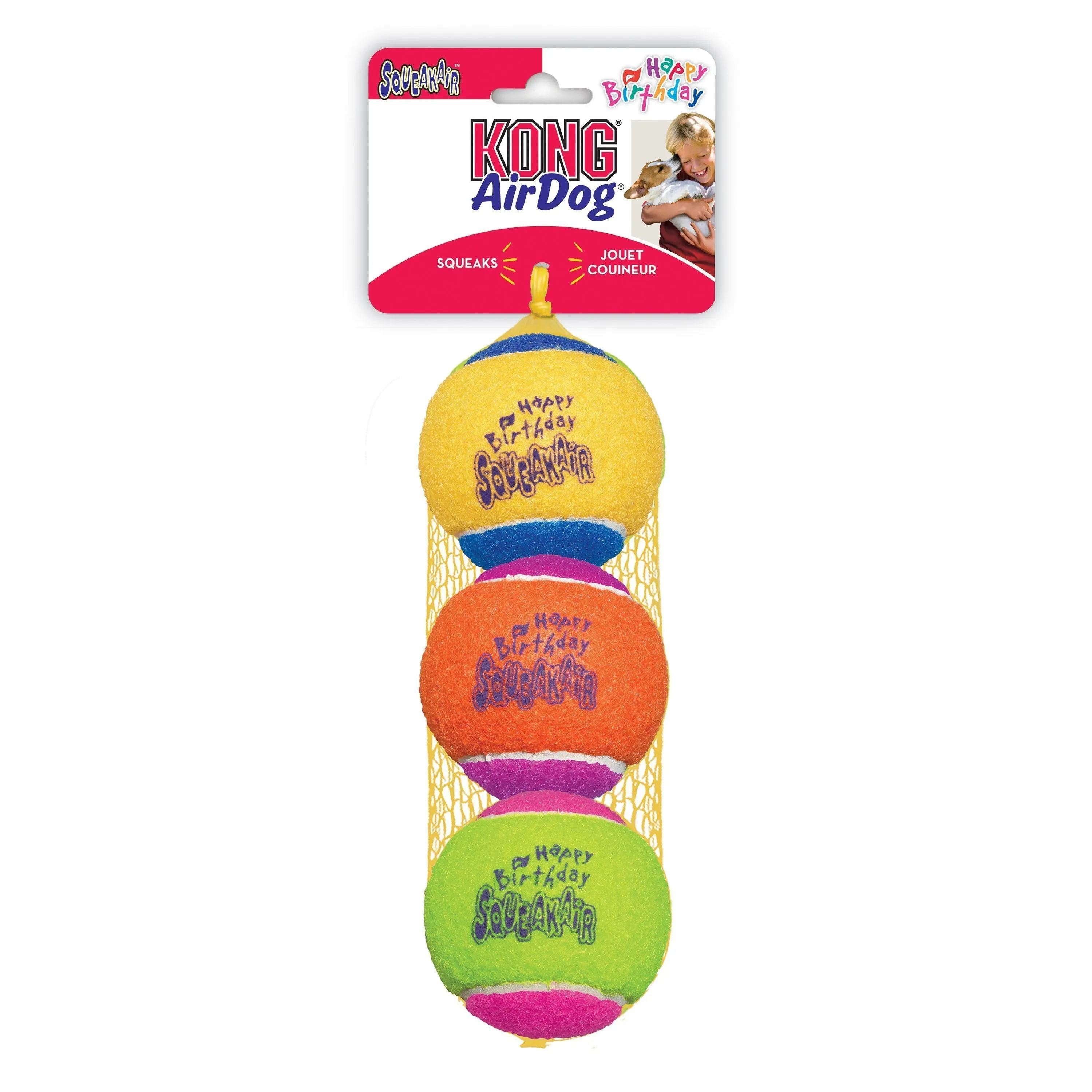KONG Airdog Squeaker Birthday Balls Dog Toy 3 Pack