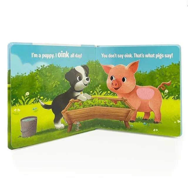 Listen, Touch & Feel Do Puppies Moo? Board Book with Sound