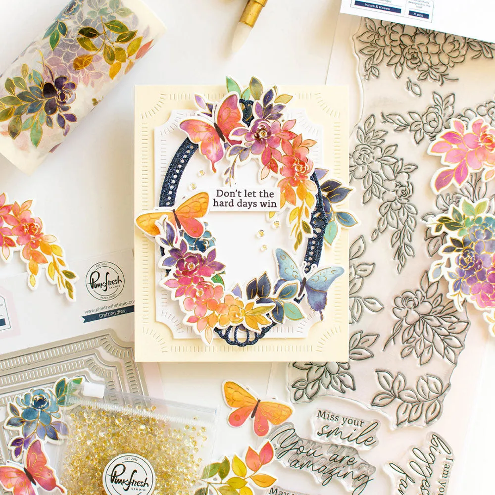 Pinkfresh Studio Clear Stamp Set 4"X12" Vines & Roses