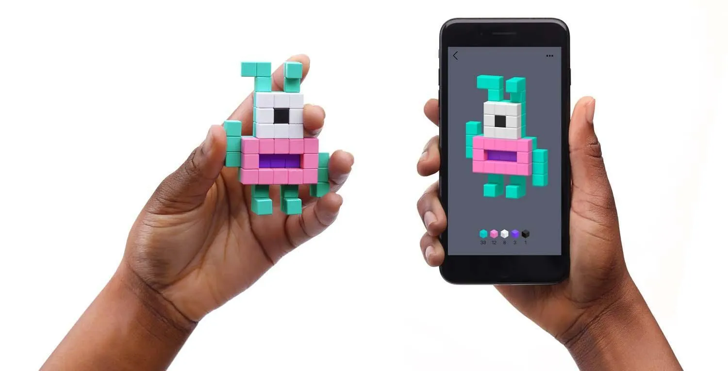 PIXIO Bright Animals - 90 Magnetic Blocks in 6 Colors   Free App