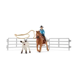 Schleich Cowgirl Team Roping Fun Set