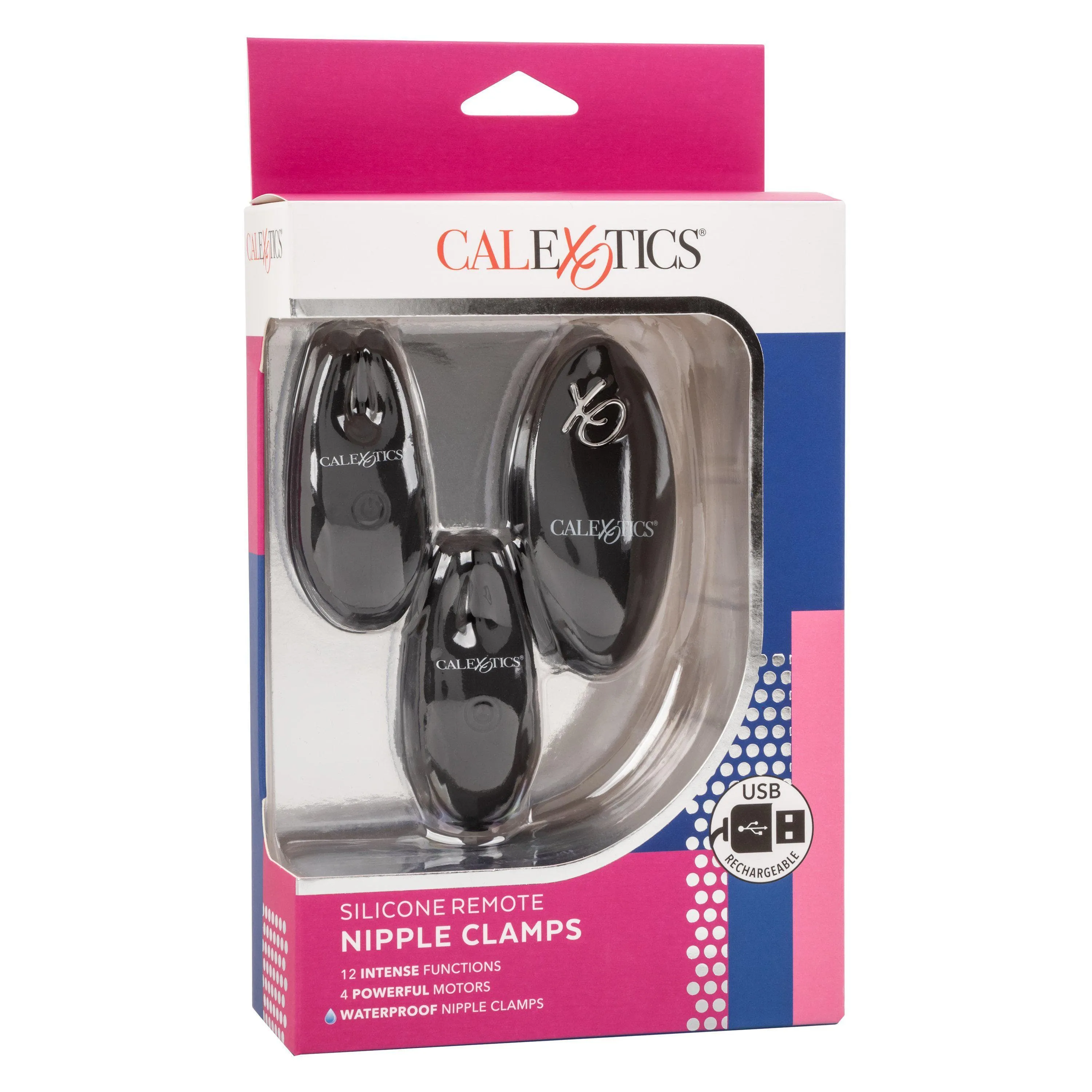 Silicone Remote Rechargeable 12 Function Vibrating Nipple Clamps