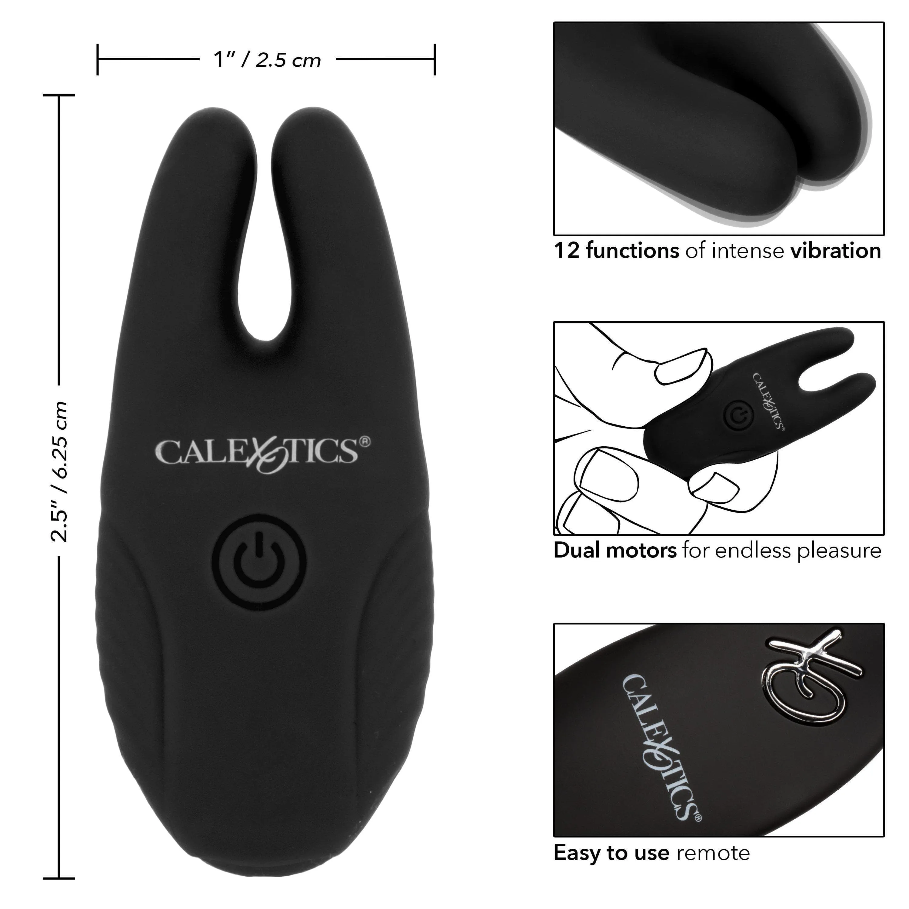 Silicone Remote Rechargeable 12 Function Vibrating Nipple Clamps