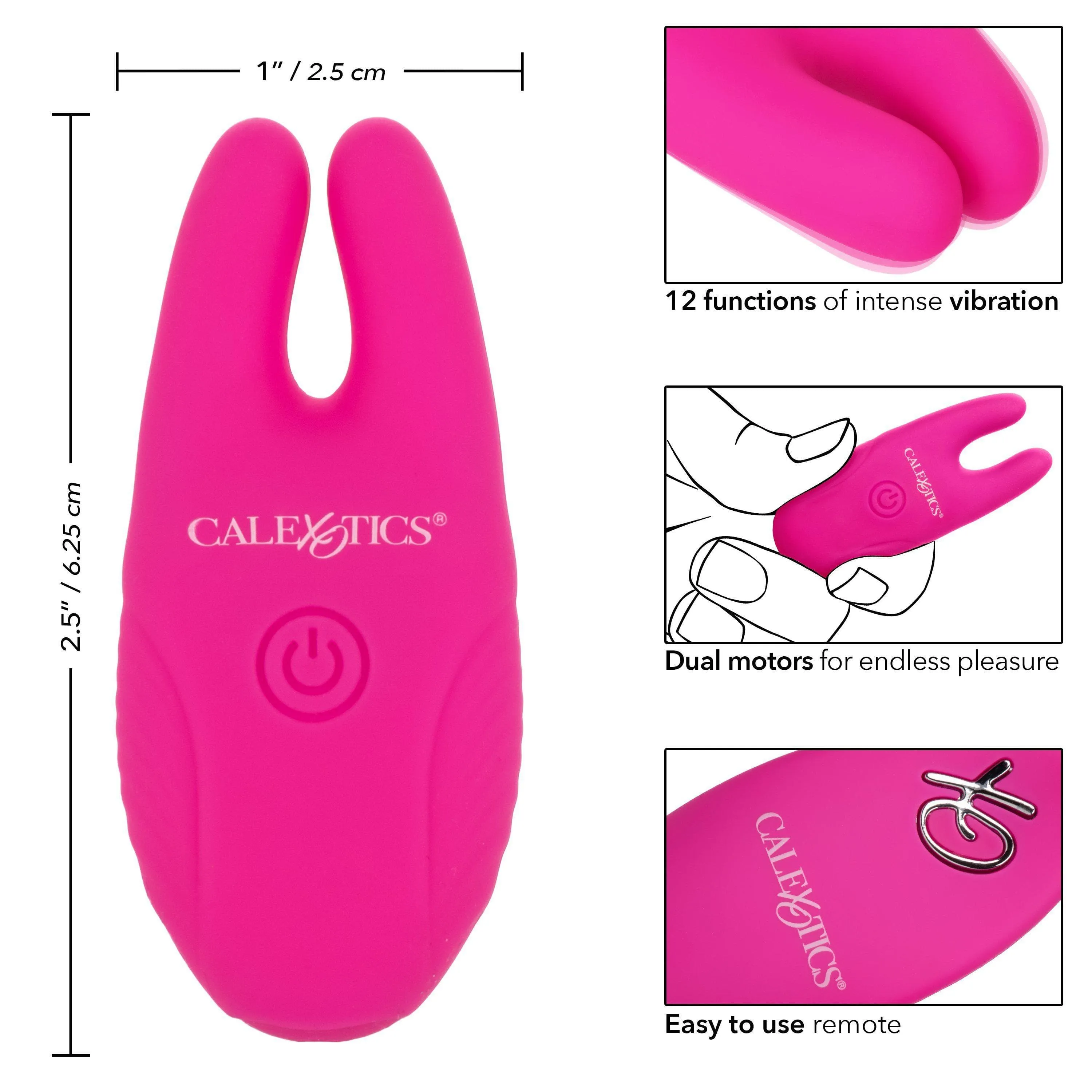 Silicone Remote Rechargeable 12 Function Vibrating Nipple Clamps