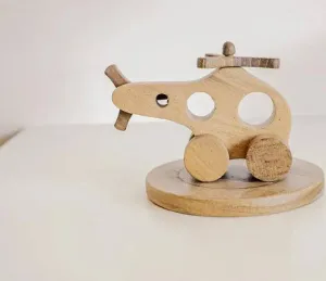 Wooden Helicopter with Helipad.